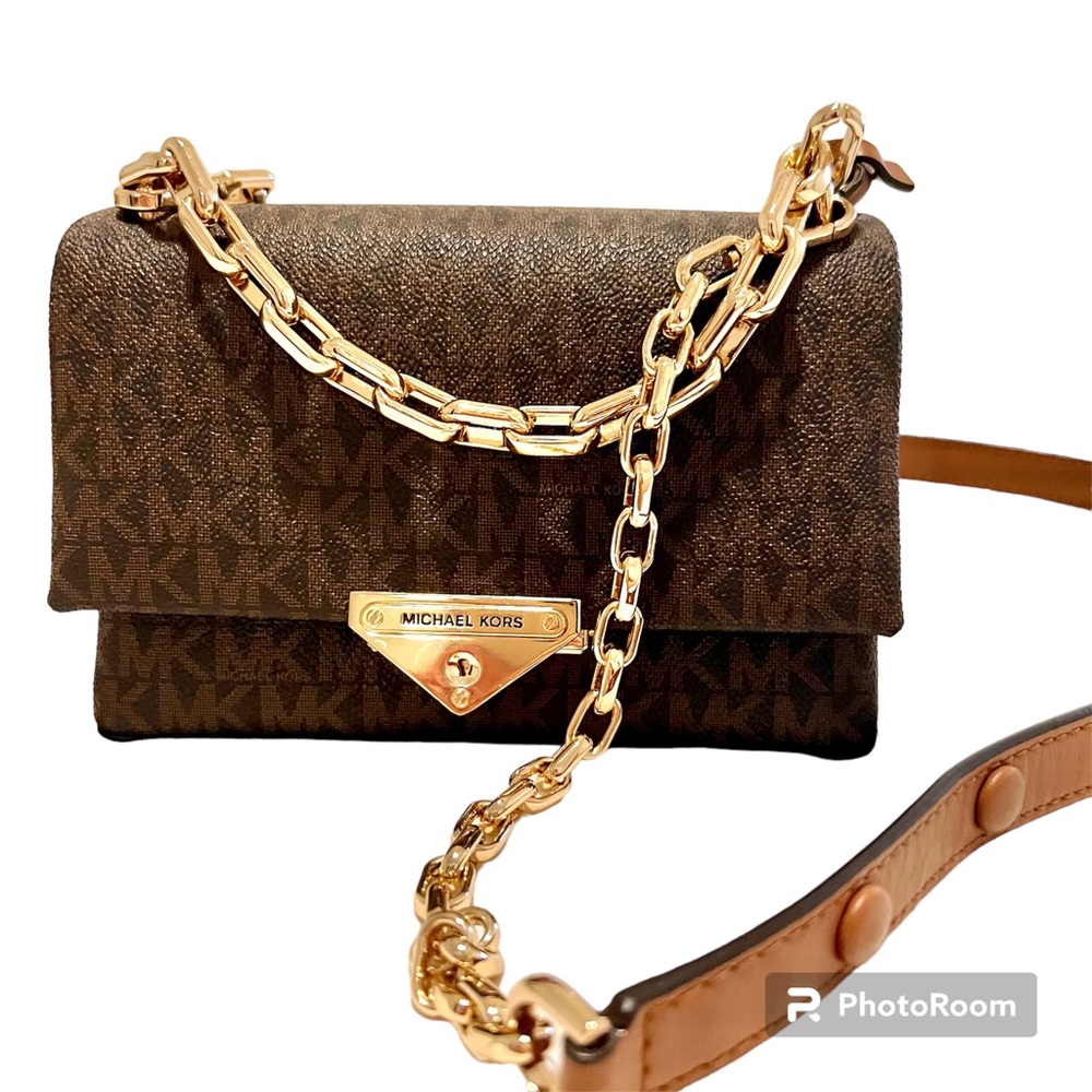 Michael Kors Ladies Brown CeCe Signature Crossbody Bag